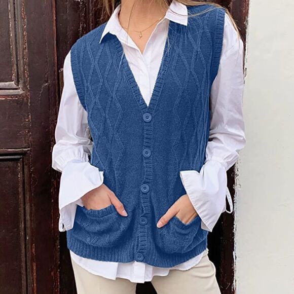 TINKUY NWT Peru Alpaca Knit Sweater vest color steel size Large - Picture 1 of 10